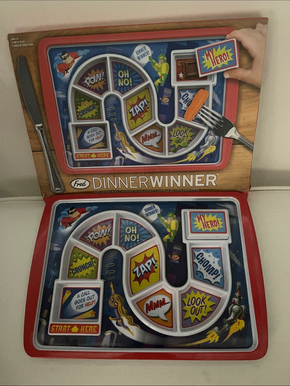 Fred Dinner Winner Kids Tray - Blue and Red Comic Design